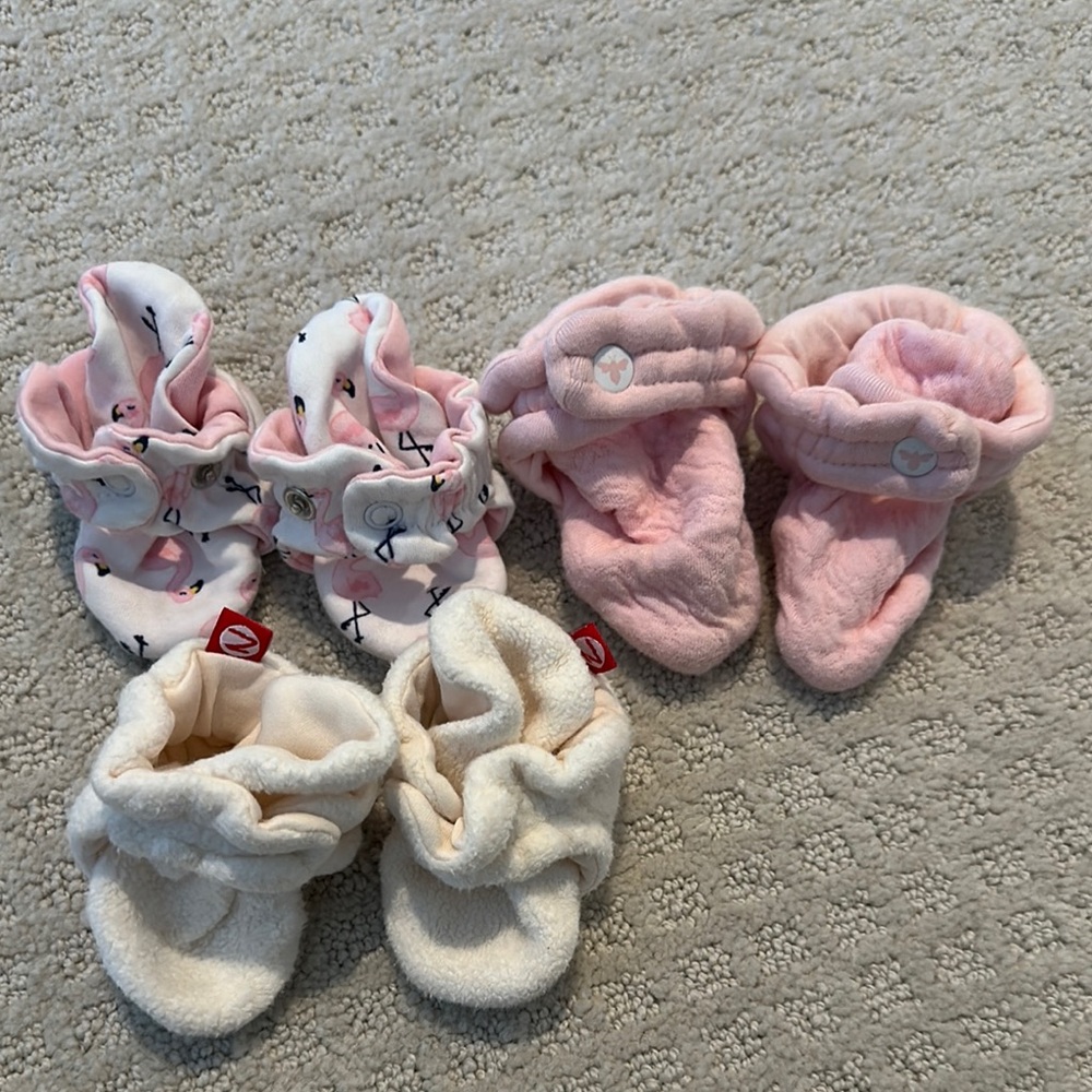 Cozy Pink and Cream Baby Booties Set